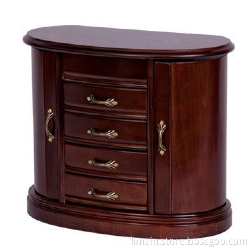 Wooden Jewelry Box, Lift Lid with Oval Interior Mirror